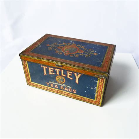 tetley tea metal box|Vintage Tetley Tea Metal Tin Box 36 Individual Service .